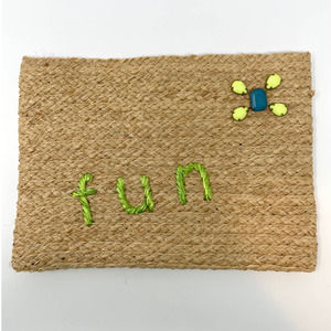 Hat Attack Buji Baja Autograph Fun Raffia Woven Clutch